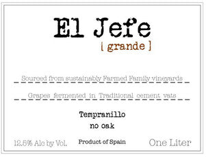 2023 El Jefe Tempranillo Grande 1L