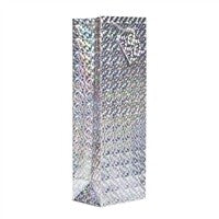 Wine Bottle Gift Bags - Hologram Silver