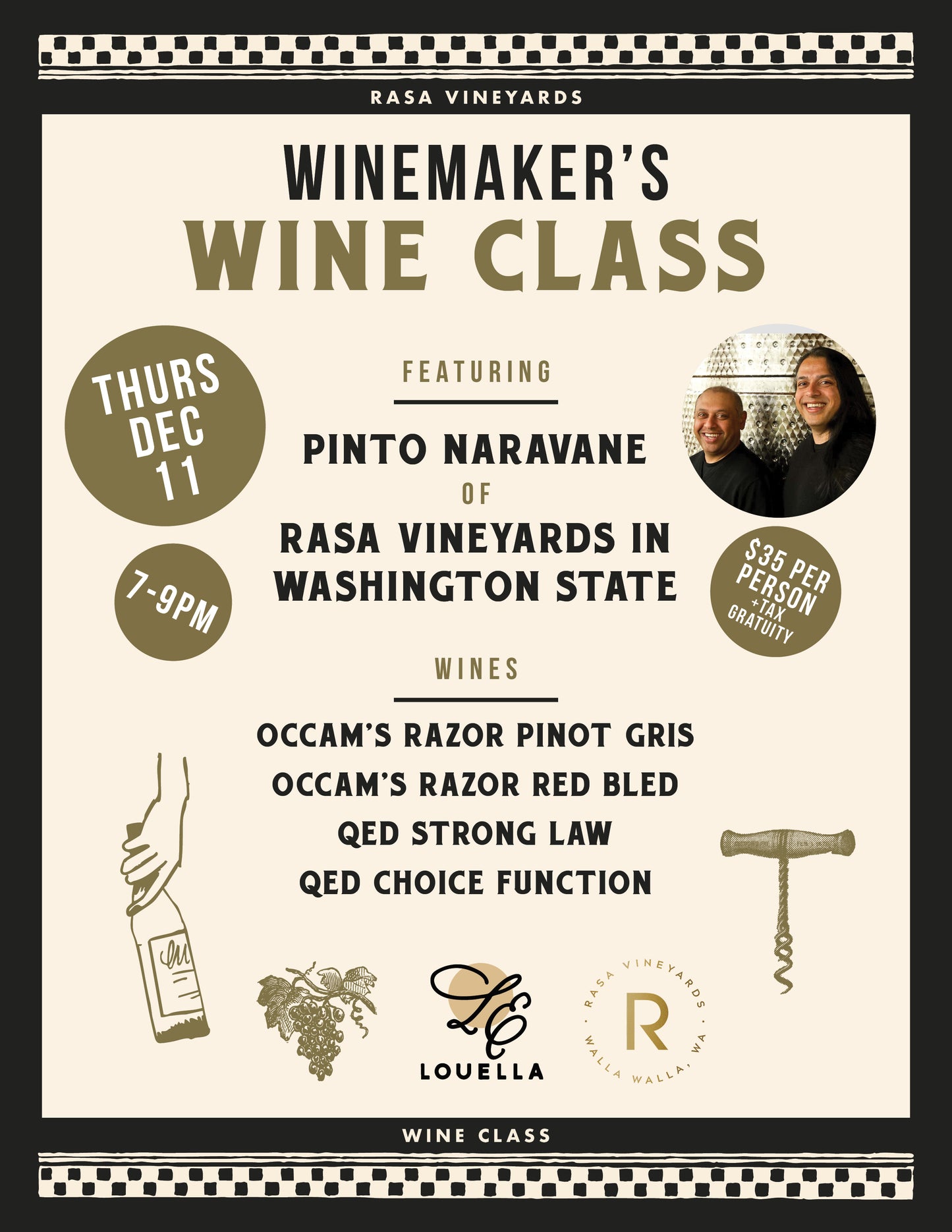 Wine Maker's Class - Tutored Tasting w/ Winemaker Pinto Naravane