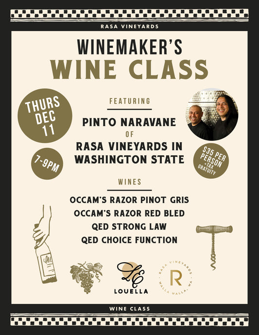 Wine Maker's Class - Tutored Tasting w/ Winemaker Pinto Naravane